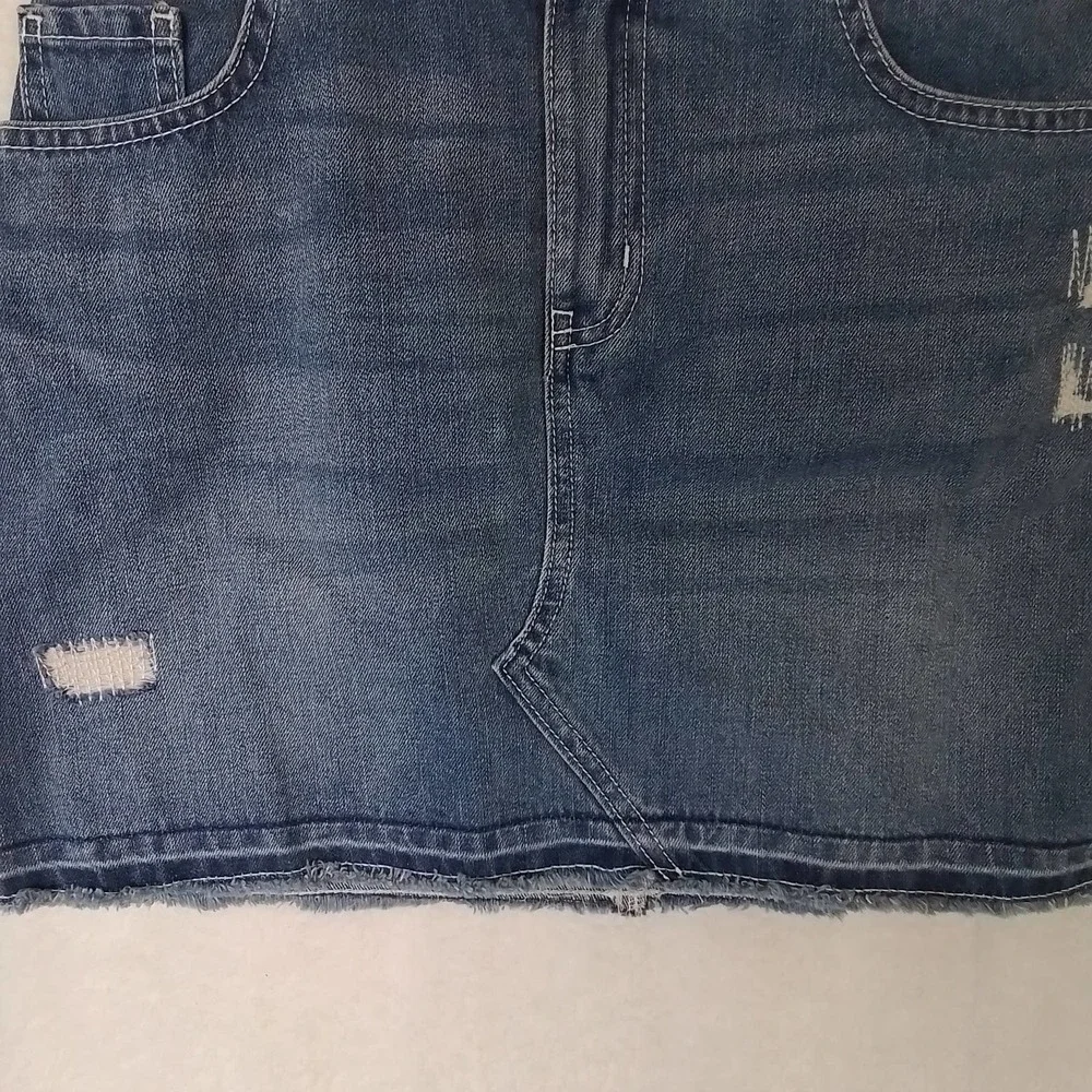 OshKosh Denim Mini Skirt Size 14‎ in Light Wash w/ Distressing